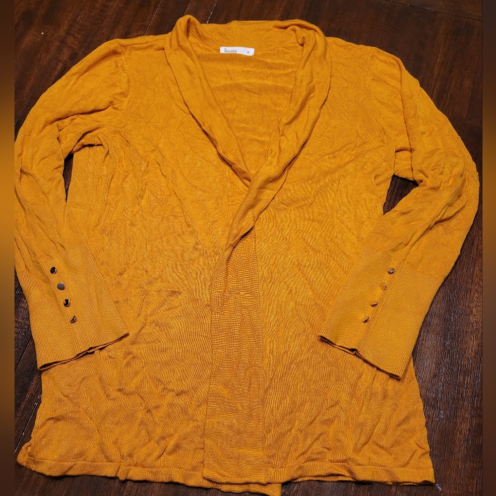 ravel Women’s Mustard Open-Front Cardigan Sweater